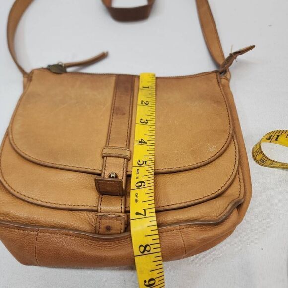 Lucky Brand Small Crossbody Brown Leather Handbag Aged Distressed - Picture 4 of 10
